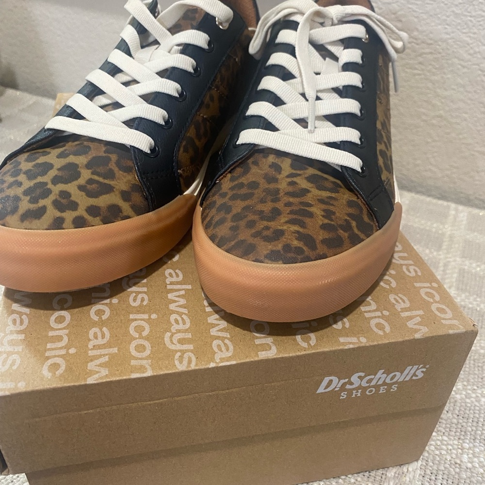 Dr. Scholl's Leopard and Black Tie Up Sneakers - Picture 6 of 7